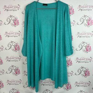 Initiatives cardigan button on sleeves flowy Luxurious Teal Cardigan waterfall